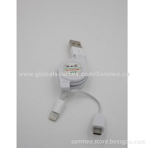 Triplug retractable cable for iPhone 5/micro USB, charge various digital devices, high speedNew